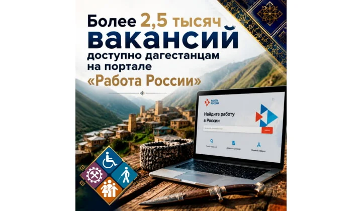 Более 2,5 тысяч вакансий доступно дагестанцам на портале «Работа России»
